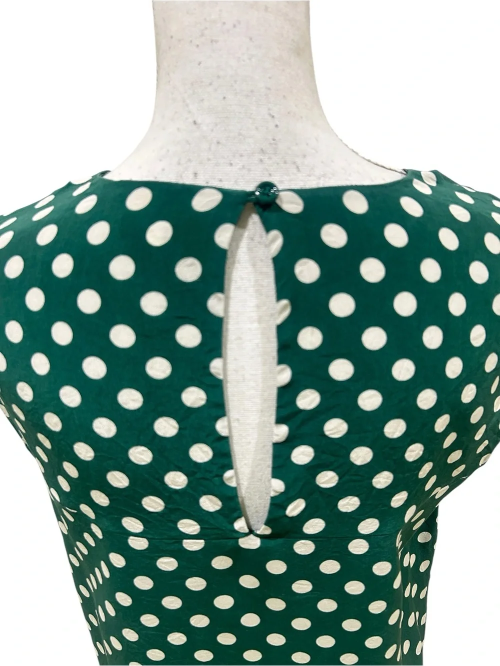 kate spade New York Green & White Polka Dot Cap-Sleeve silk blouse medium